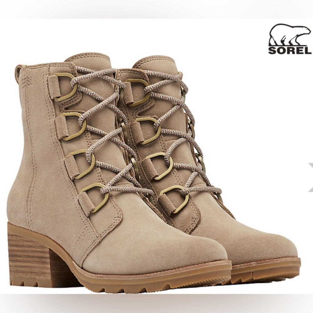 Sorel Women's Lace-Up Suede Ankle Boots in Taupe